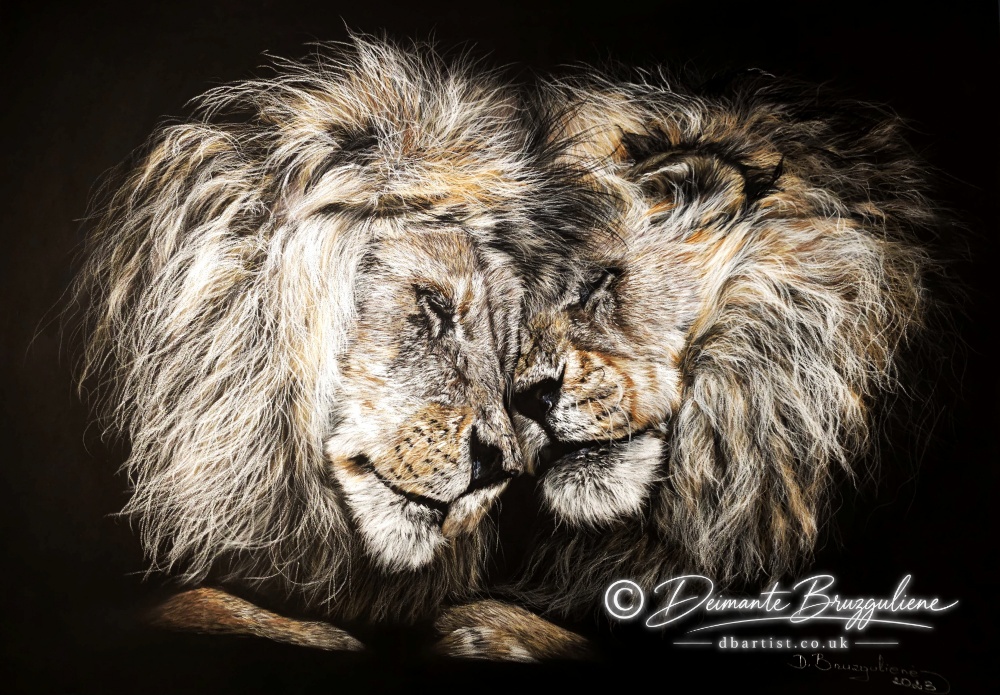 Brothers by Deimante Bruzguliene, Soft pastel on Pastelmat